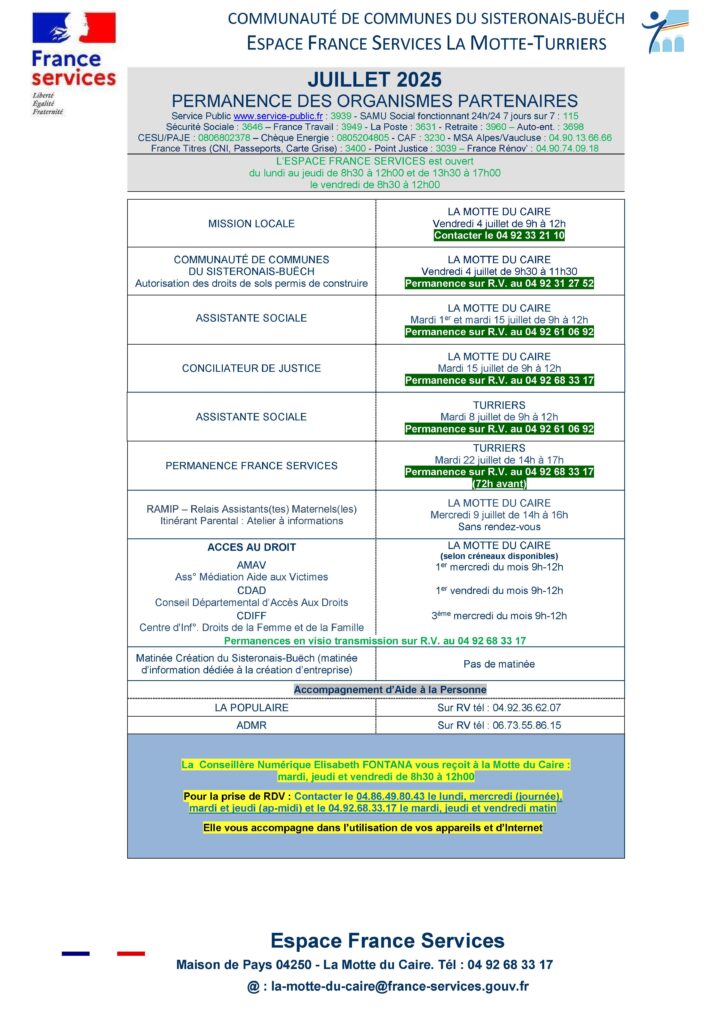 Permanences EFS juillet 2025